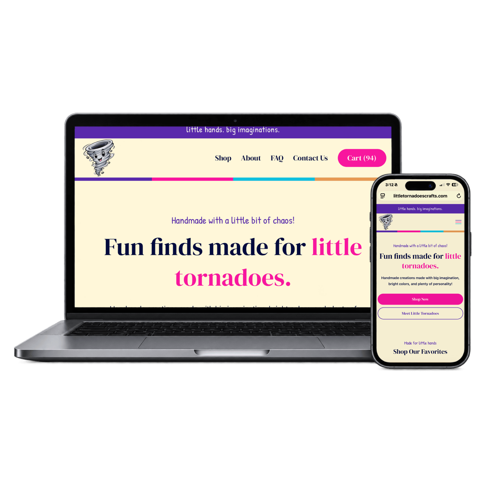 Little Tornadoes Crafts website mockup